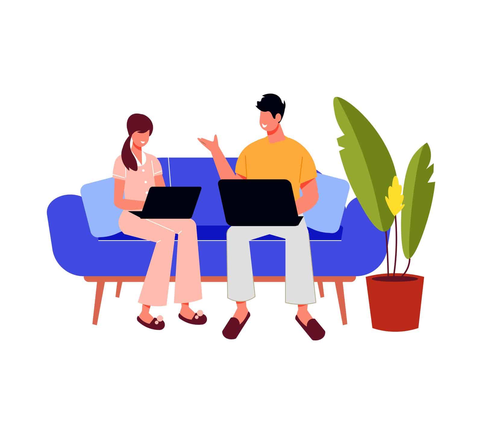 woman and man freelancers make money online