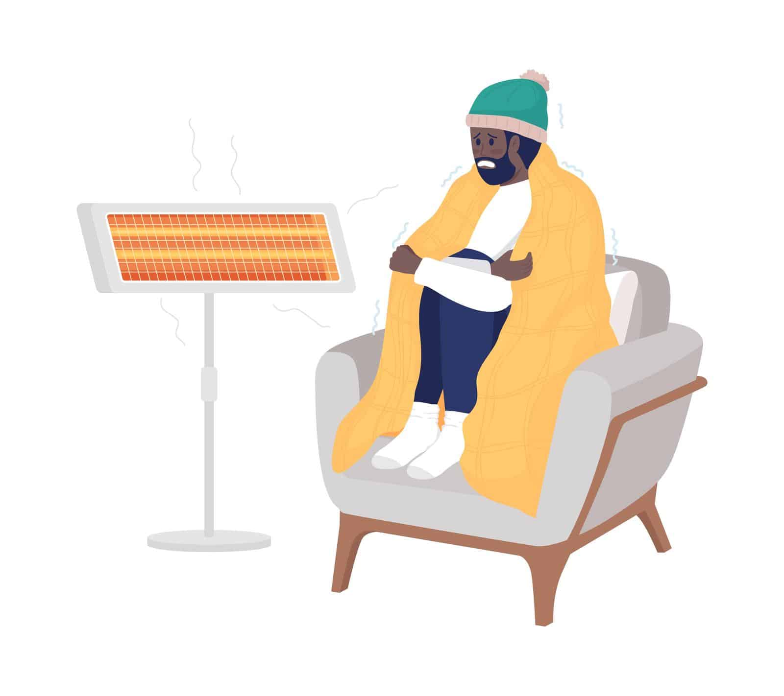 freezing-man-warming-up-at home