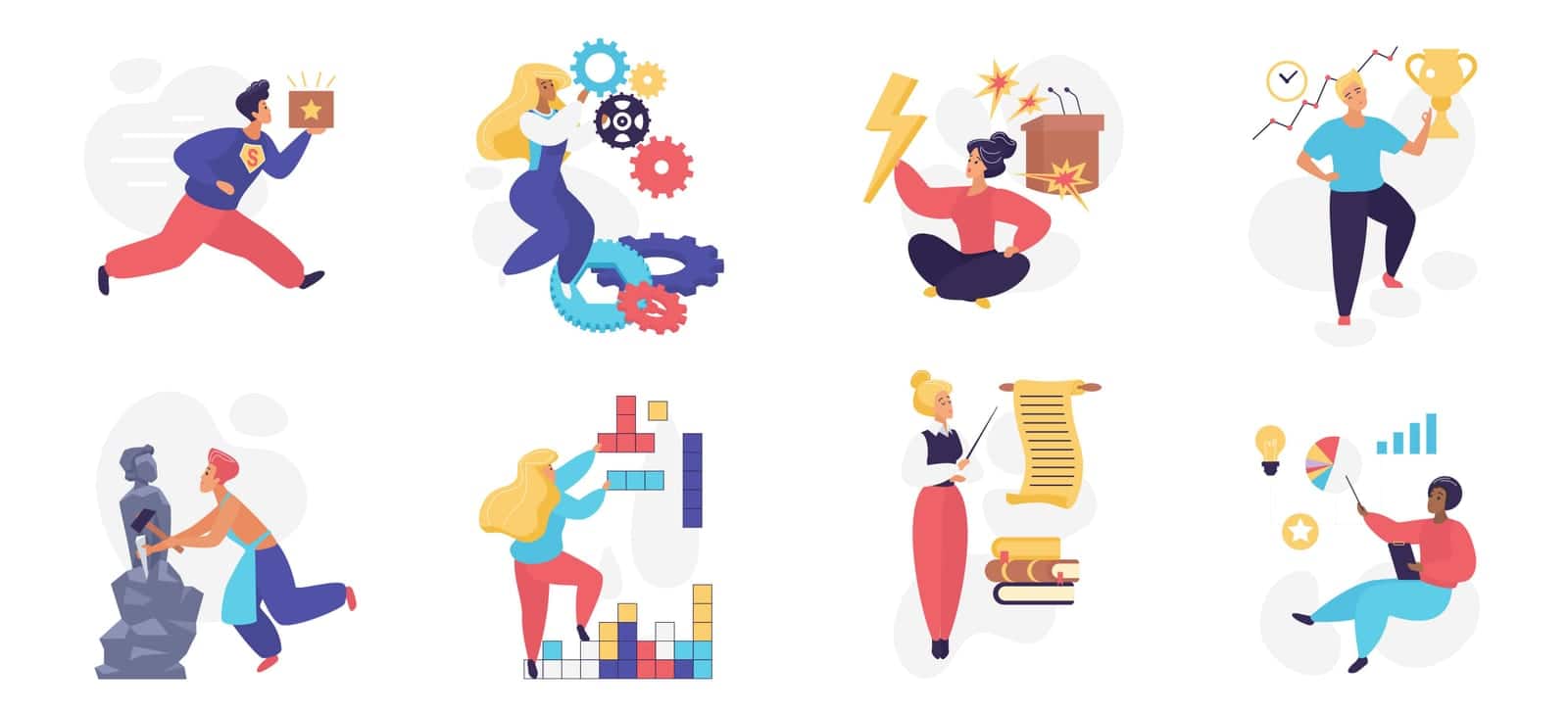 Various people with different mindset types Various people with different mindset types