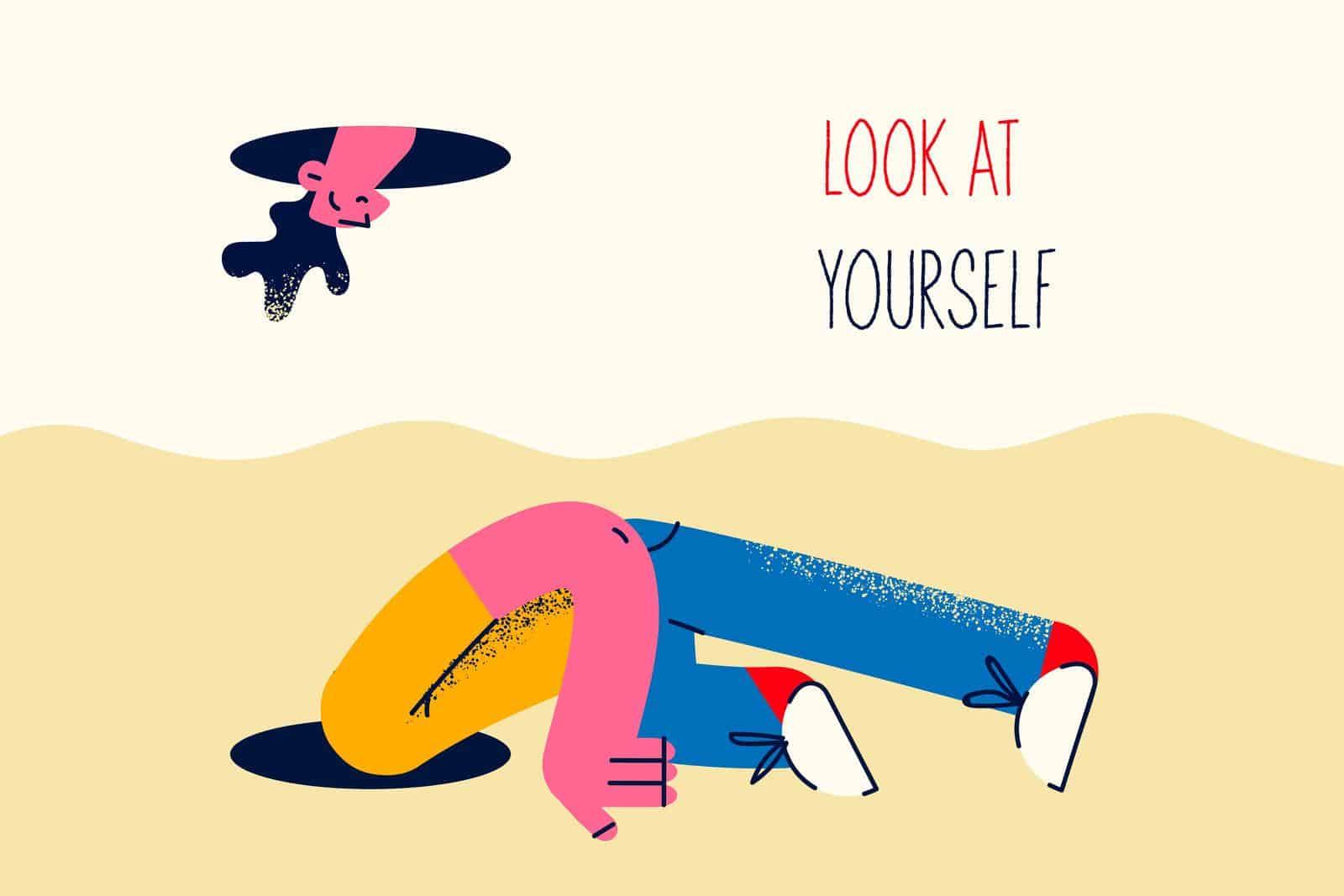 man looks within to find himself self-discovery concept